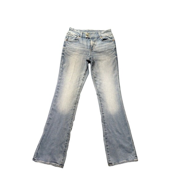 American Eagle Jeans Womens 8 Long Curvy High Rise Skinny Kick Light Wash Denim - Picture 1 of 13